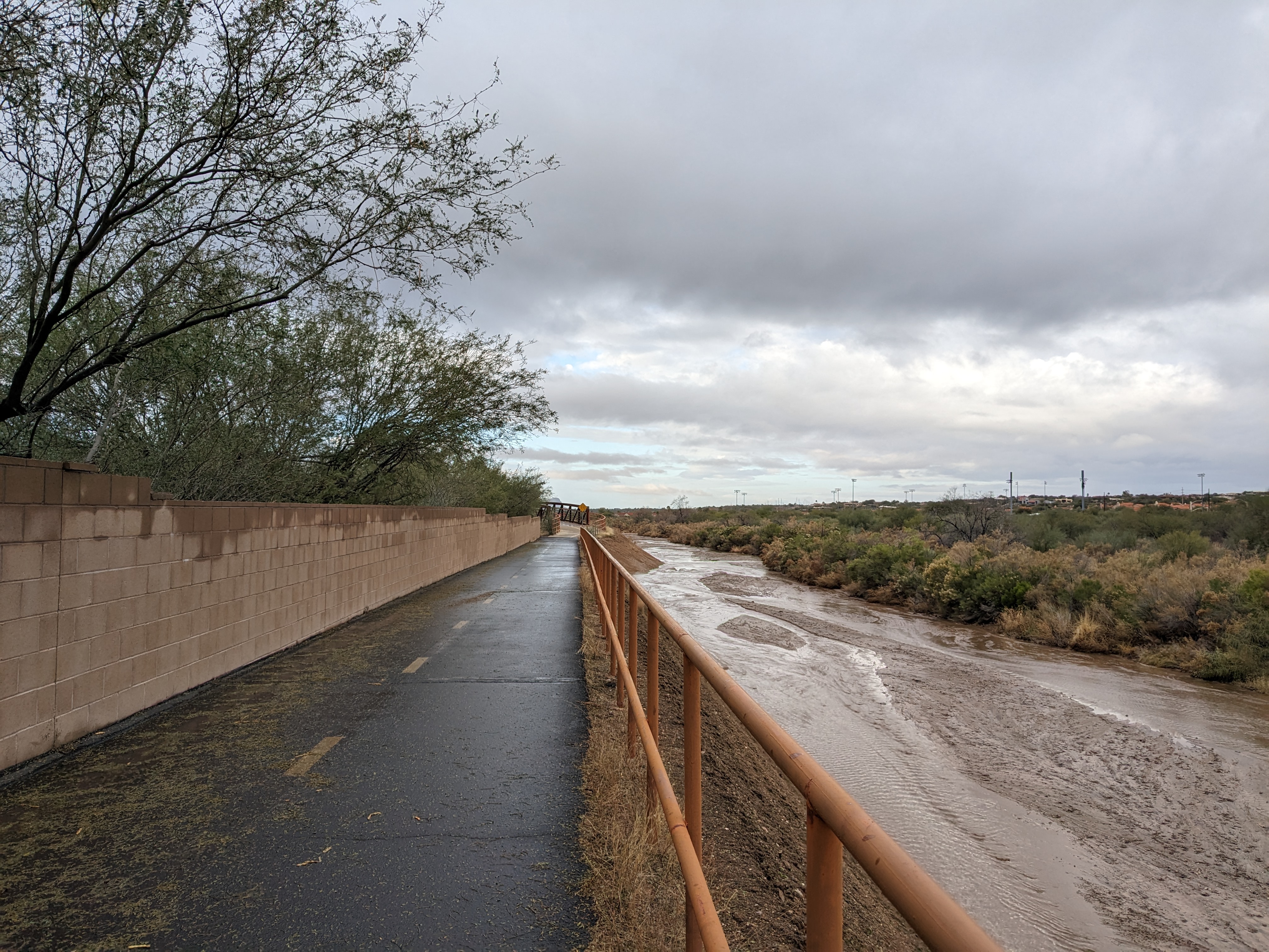 Mixed-use path in monsoon storm