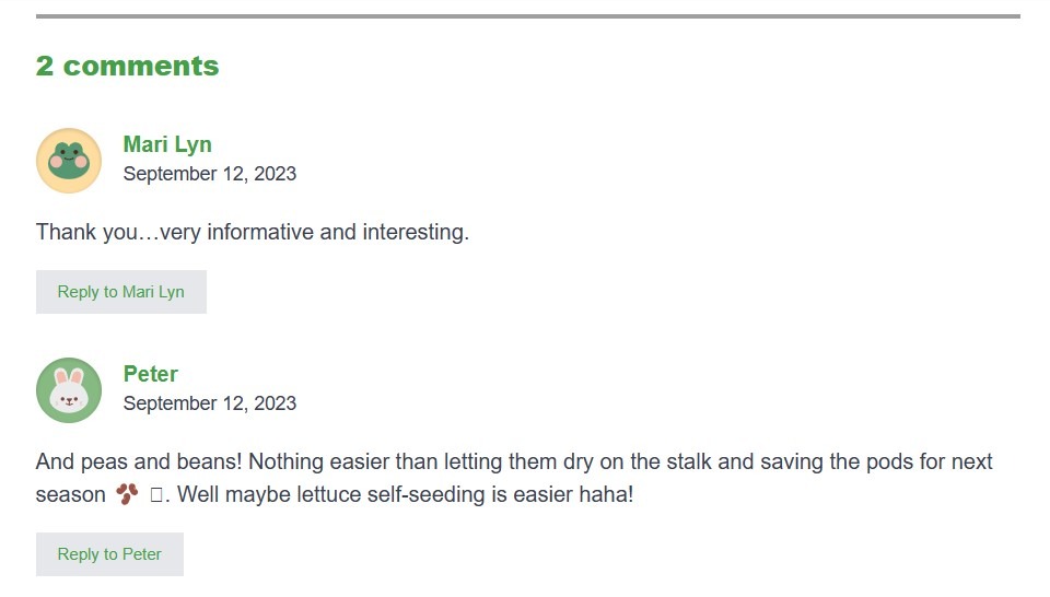 A screenshot of the Planter blog comments section