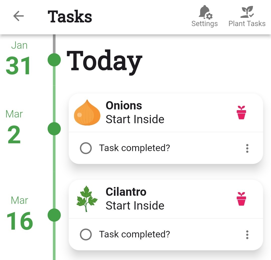 A screenshot of the new Tasks feature in Planter