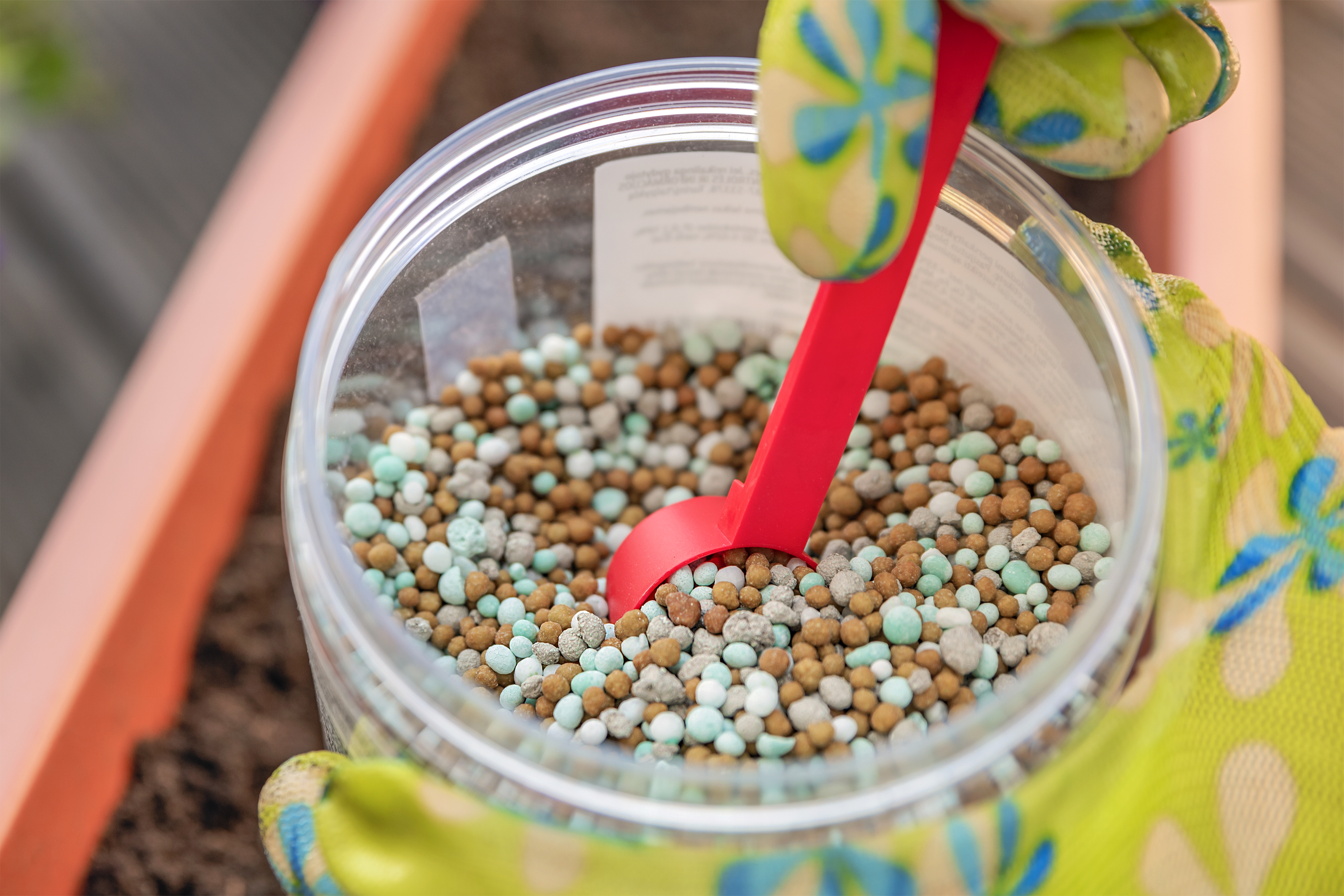 Granular fertilzer in a jar