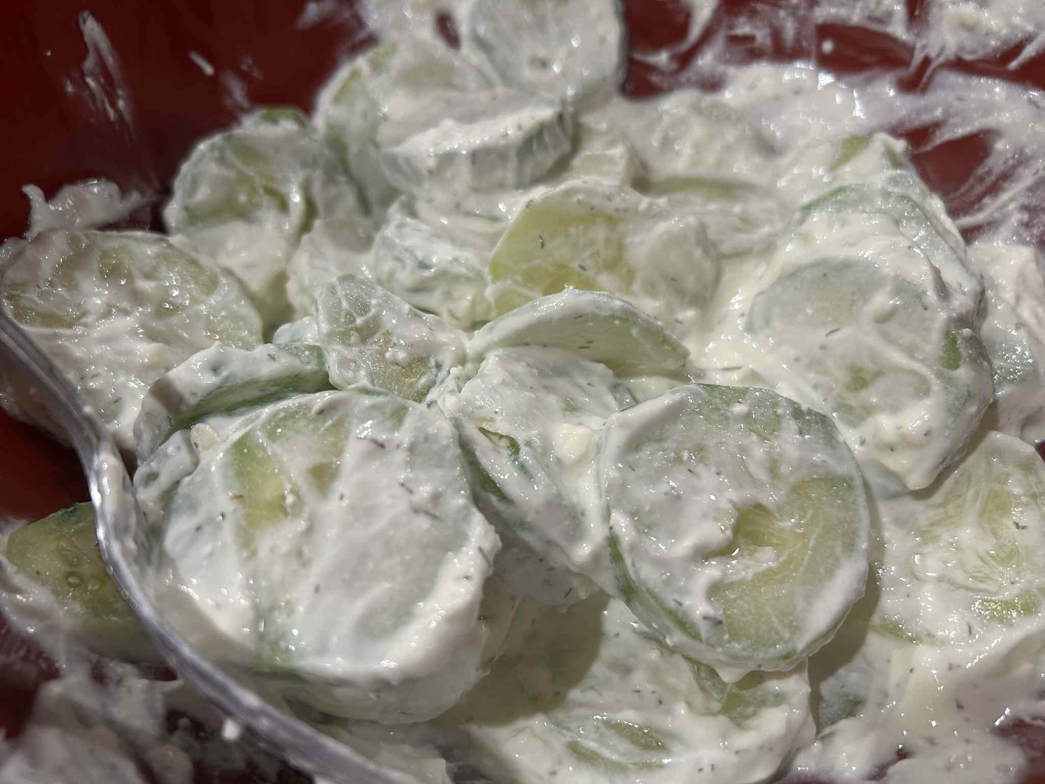 Cucumber salad with sour cream 